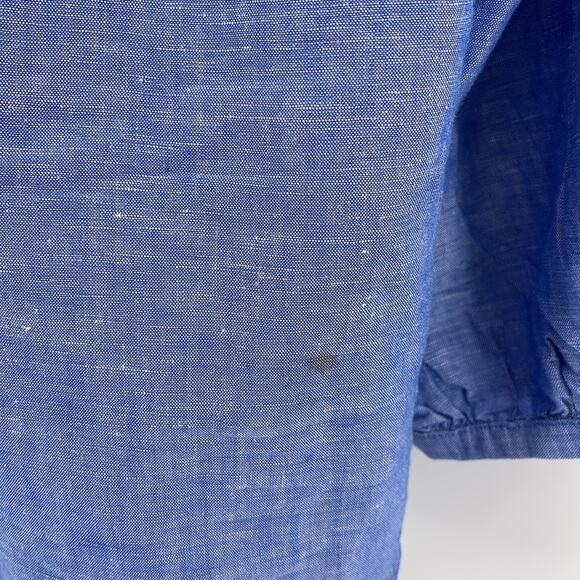 Ann Taylor chambray scalloped edge puff sleeve pullover blouse sz L - Picture 7 of 7